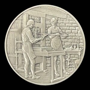 Vintage Medal History of Colonial America Pewter Coin Bay Psalm Book